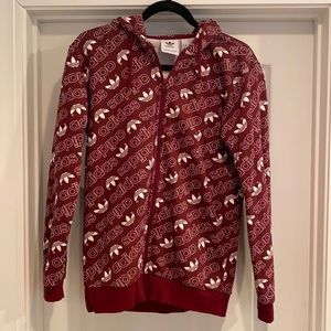 Adidas repeating logo front zip jacket